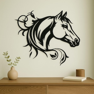 Elegante Pferdekopf Metallwandkunst: CNC Laser Cut Datei (Digitaler Download)