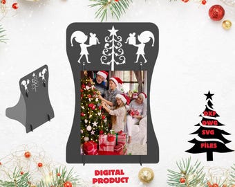 Archivo DXF de marco metálico navideño: Diseño cortado con láser CNC (descarga digital)