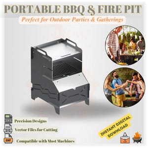 Fogata plegable para camping, archivos DXF para plasma y láser, archivos DXF para parrilla portátil, archivo DXF cortado con CNC