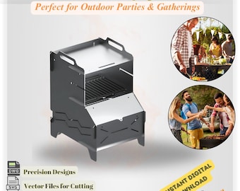 Archivos DXF de barbacoa plegable para fogata: Diseño cortado por láser CNC (descarga digital)