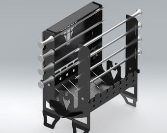 Collapsible BBQ & Fire Pit DXF Design Files: Portable Camping Grill (Digital File)