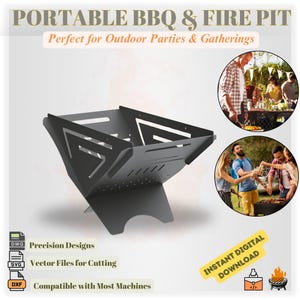 Collapsible Fire Pit DXF Cut Files: Camping BBQ Design (Digital Download)