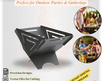 Collapsible Fire Pit DXF Cut Files: Camping BBQ Design (Digital Download)