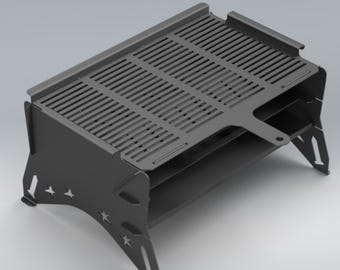 Collapsible BBQ Grill with Ember Tray – Portable Fire Pit DXF Files for CNC Cutting