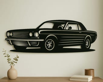 Vintage Muscle Car Silhouette: Metal Wall Art CNC DXF File (Digital Download)