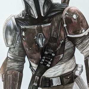 A3 Din Djarin the Mandalorian Star Wars Artwork Print, From the ...
