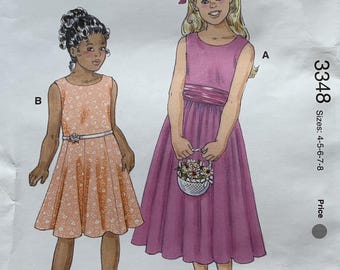 Robes fille Kwik Patron 3348 Tailles 4 - 5 - 6 - 7 - 8 Pour tissus non coupés Jamais dépliée 2005 Facile