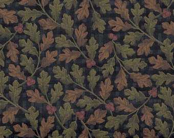 45" wide Kona Bay All cotton fabric Country Road Collection (sold BTY) Dark Navy/Oak leaves COUN-04 Fall Seattle Bay Fabrics OOP