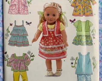 American Girl 18" modèle de vêtements de poupée Simplicity 0478 par Elaine Heigl Robes Pantalons Caraco Tops Pull Gilet Jupes 2010 Jamais déplié