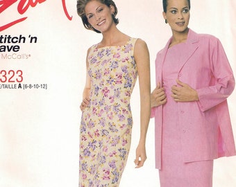 Apprenez à coudre avec ce modèle McCall's Stitch 'n Save 9323 pour femme et robe en 2 tailles A (6-8-10-12) et B (12-14-16-18)