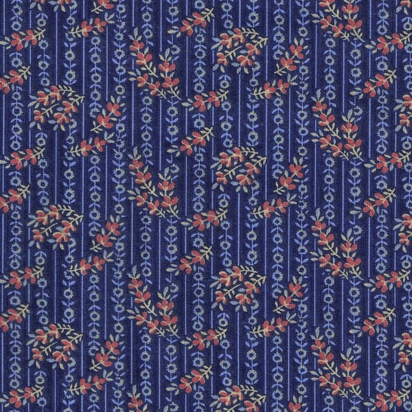 54" wide Roc-lon All Cotton Quilt Backing Fabric The Dynasty Collection Dark Blue, Rust OOP (sold BTY)
