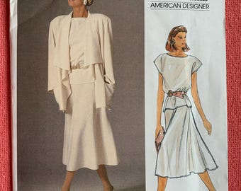 Patron Vogue 1387 par John Anthony American Designer vintage 1985 taille 14 Veste, jupe et haut non doublés pour dames 1985 Facile