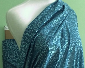 52" wide Semi Sheer, Soft Polyester/ Nylon Blue Lacy Knit Fabric (sold BTY) Drapes Beautifully Sheen Clothing or Home Decor