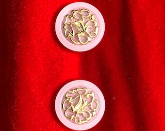 2 Elegant Large 24 K Gold Plated Buttons 1" wide White Made in Germany for Dill Buttons (Additional buttons available)