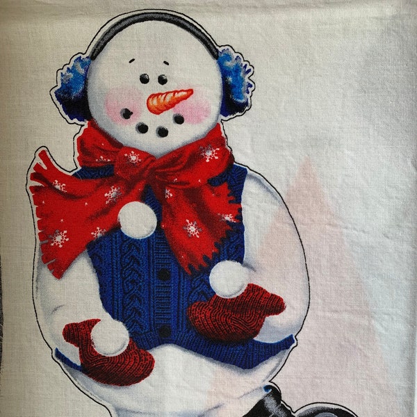 1 Vintage Daisy Kingdom Panel Sammy Snowman Door Hanging Cotton Fabric Panel Springs 35" x 42" Winter Christmas OOP Rare #1210