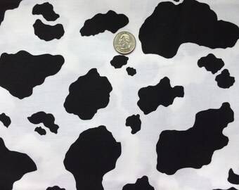 44 "breite Kuhfellhautdruck Alle Baumwollstoff Weiß mit schwarzen Flecken (verkauft BTY) Holstein