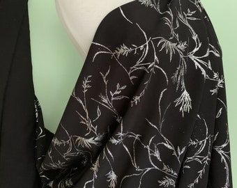 Lightweight black polyester crepe dress fabric 58" wide Black, silver Sparkly, Beautiful drape Rare (sold BTY) Formal Wedding Evening Wear