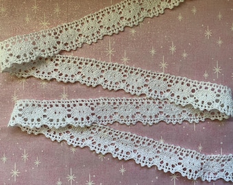 1 1/8" wide White Cluny Lace Trim 100% Cotton (sold BTY) Delicate Pretty