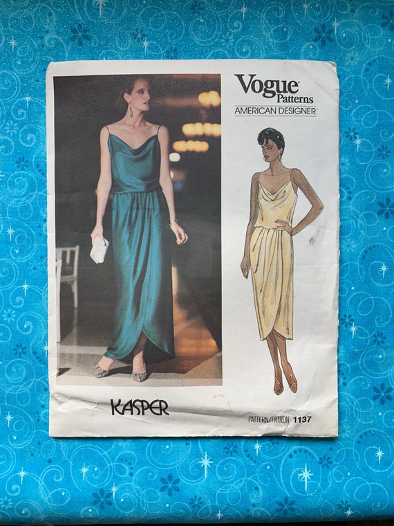 American Designer Kasper Vintage 1987 Vogue Pattern 1137 Misses' Straight  Dress, Lower Calf or Evening Length Size 8 10 12 Never Unfolded - Etsy