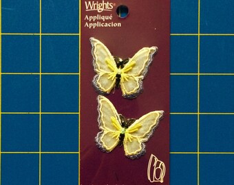 Actual Appliques - Not a download, 2 Lovely Dimensional Sheer Lavender & Cream Butterflies each roughly 1 3/4" x 1 3/4" WRIGHTS