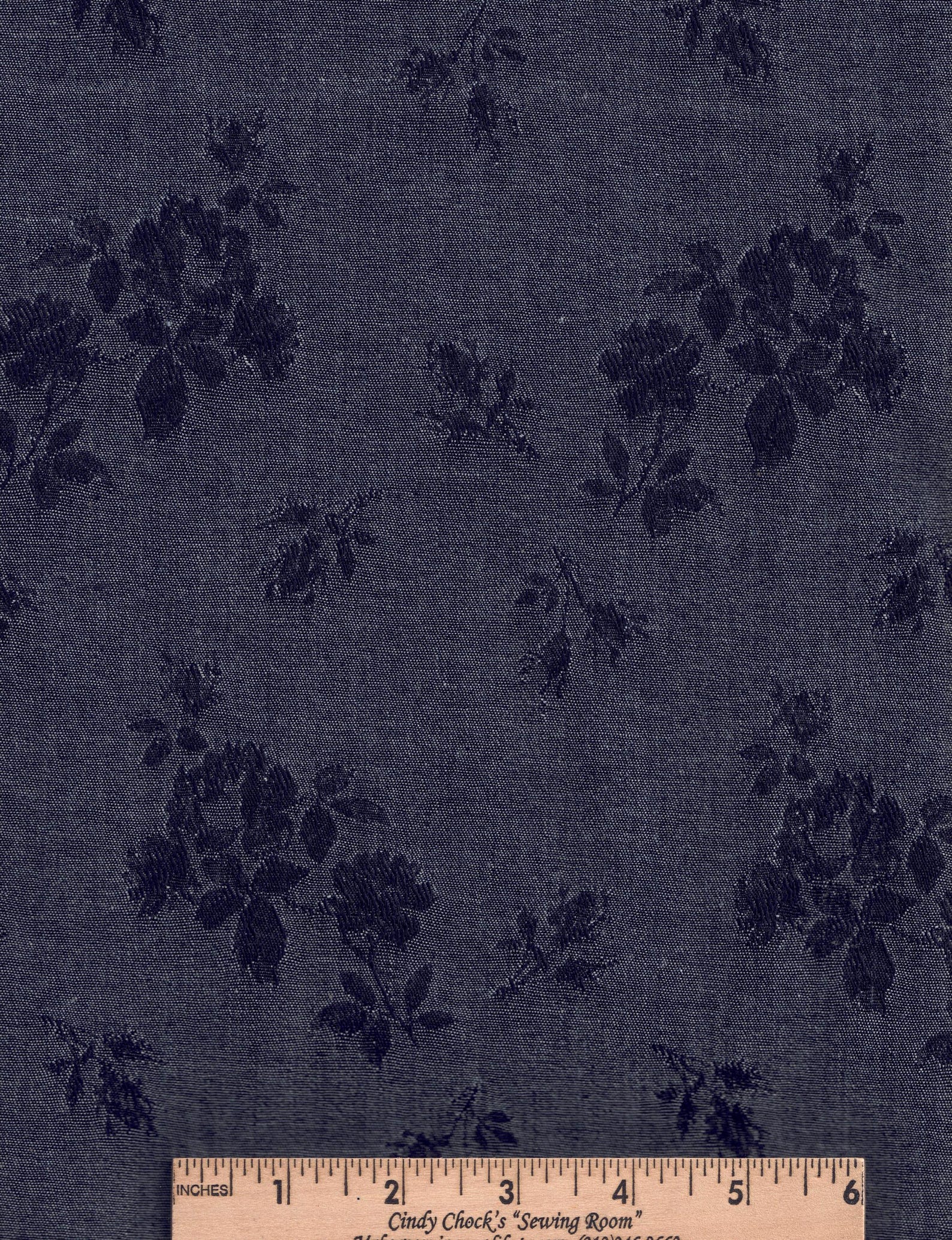 1.6 Yards Unwashed Denim Rose Print All Cotton Fabric (59
