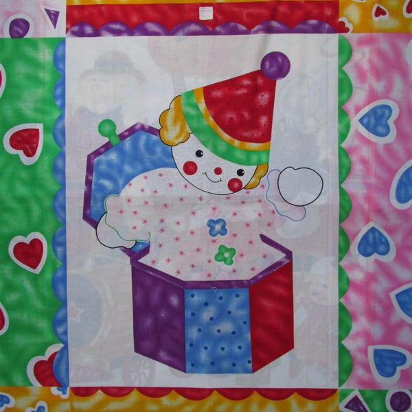 1 yard x 45" wide Baby Crib Quilt Blanket Wall Hanging 100% Cotton Fabric Panel Jack-in-the-Box Toys Pink Red Green boys girls