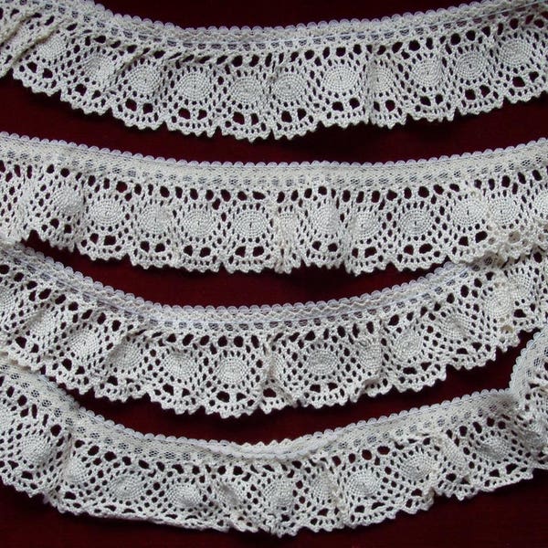 2 yards Vintage Cluny Lace Trim 100 Percent Cotton Natural 1 7/8" wide (sold in packages of 2 yards)