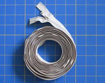75" White Zipper XL Extra Long Heavy Duty Polyester Coil