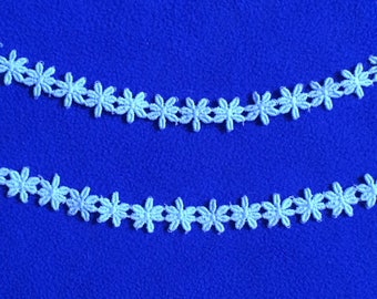 5 1/8 yards Vintage Trim Light Blue Floral 1/2" wide Made in England Flowers Delicate Charming