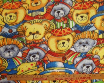 60" wide Fabri Quilt Teddy Bear Pill Resistant Polar Fleece (sold BTY) Colorful Animals Childrens Kids