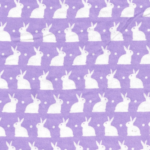 45" wide FLANNEL All Cotton Fabric David Textiles Purple with white bunnies Children Kids Girls (Sold BTY) Easter Spring Rabbits