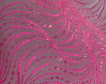 60" wide Netting fabric Fuchsia Dark pink Sparkly embellishment Soft Unusual Sheer (sold BTY) Special buy