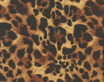 45" wide Animal Skin Print All Cotton Fabric Looks like Fur Milk and Dark Chocolate Brown Jaguar Big Wild Cats (sold BTY)
