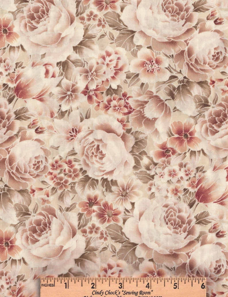 Kona Bay Vintage Rose Floral Stoff: Forest Medley Alle Baumwolle Rost OOP CHAR-01 Bild 1