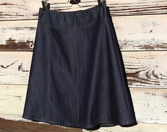 Dark Denim Jean skirt, custom made in ALL lengths and sizes