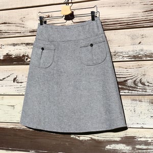 Gray Flannel Skirt, Warm skirt, Flannel skirt, Simple A-line, Skirt with Pockets, Custom made in all sizes, and lengths