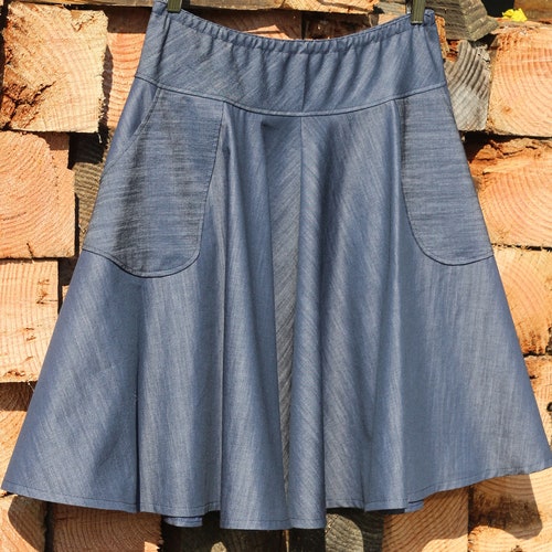 Circle Skirt Chambray Indigo Light Weight Looks Like Denim | Etsy