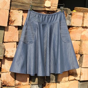 Circle Skirt with pockets, Chambray, Light weight, like denim, with a lovely drape, Custom Made in ALL lengths and sizes from petite to plus