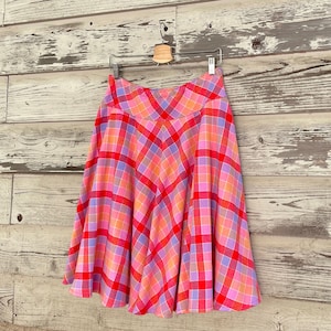 Punch plaid skirt, Flannel Skirt, Circle Skirt, Winter Plaid Skirt, Custom made for you in all lengths and sizes, from petite to plus