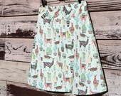 Llama Print A-Line Skirt: Custom Made, Geometric Succulents