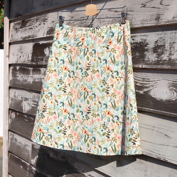 Vintage inspired A-Line Skirt, Trendy Vintage Floral Fabric,  Herb Garden, Custom Made, You choose Fitted, Comfy, Loose, Made in anysize.