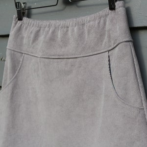 Gray Corduroy Skirt with Pockets, Medium weight A-Line skirt, Simple A-line, 14 wale corduroy, Custom made all sizes, and lengths