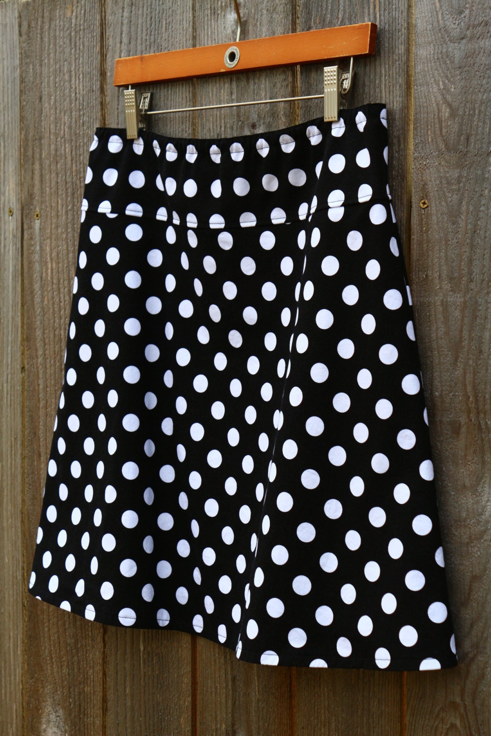 Polka Dot A Line Skirt Black With White Polka Dots Skirt | Etsy