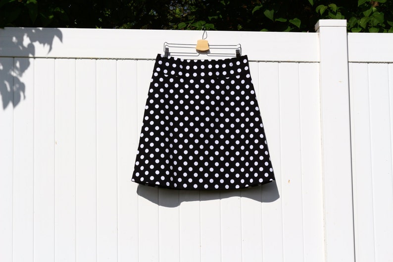 Polka Dot A Line Skirt Black With White Polka Dots Skirt | Etsy