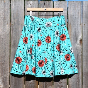 Atomic Turquoise Full Circle Skirt, Mid-Century Modern Skirt, Custom Made in ALL lengths and sizes from petite to plus
