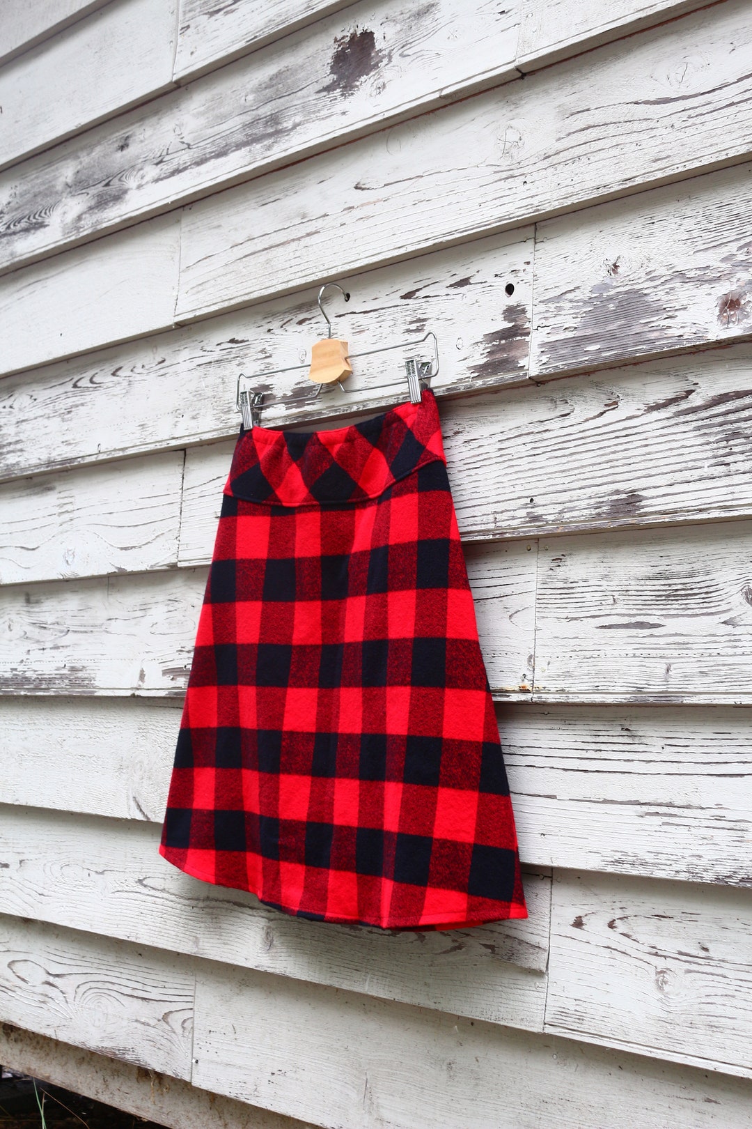 Red Flannel Skirt Warm Skirt Buffalo Check Flannel Skirt Etsy