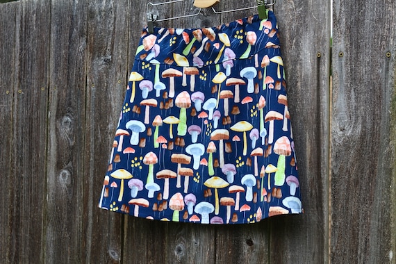 Mushroom Hunter Simple A-Line Skirt, Navy Blue Skirt, Custom Made in All Lengths and Sizes XS to Plus