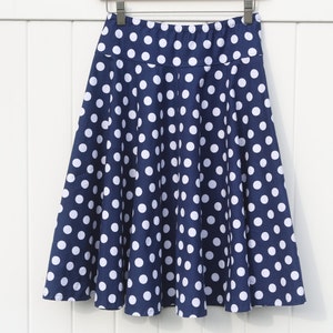Navy Blue and White Polka Dot Skirt Full Circle Skirt Skater - Etsy