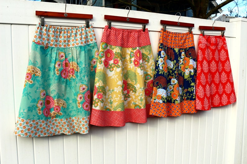 Camelia New Joel Dewberry Botanique Line Domino A-line Skirt Hip Size women/'s 30/'/'-56/'/' Bold Bouquet Semi Gathered A-Line Skirt