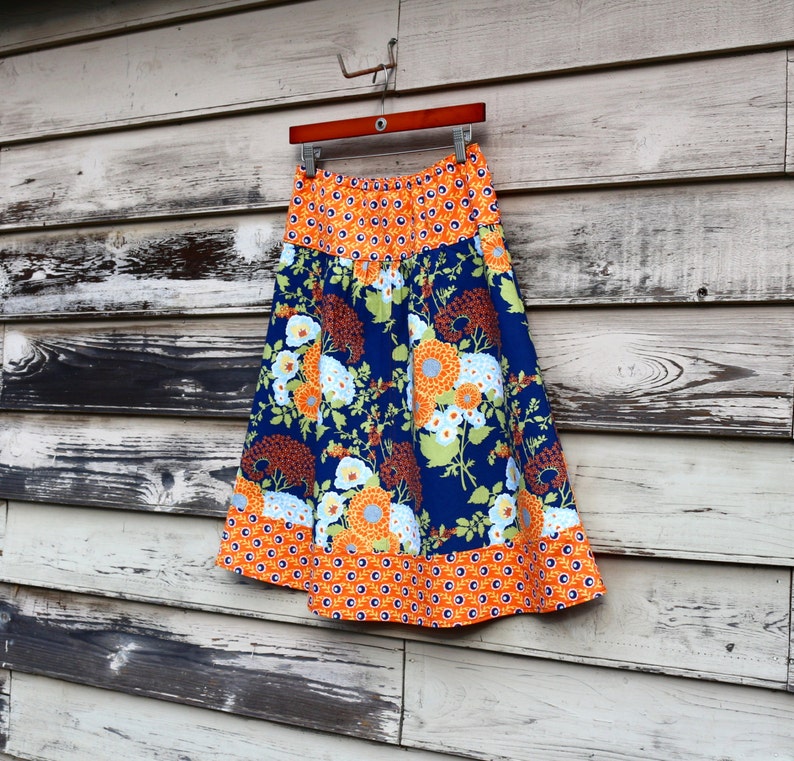 Camelia New Joel Dewberry Botanique Line Domino A-line Skirt Hip Size women/'s 30/'/'-56/'/' Bold Bouquet Semi Gathered A-Line Skirt